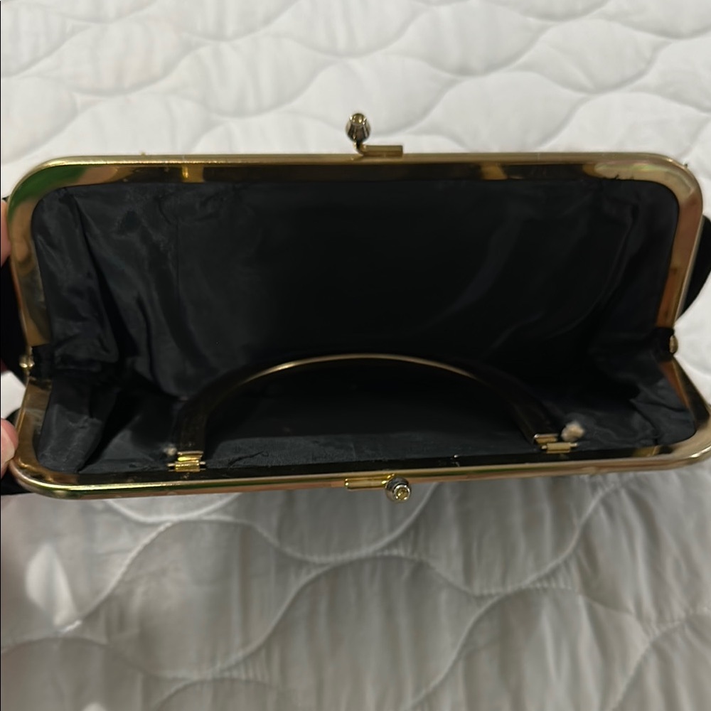 Vintage Convertible Black and Gold Clutch - Picture 3 of 8